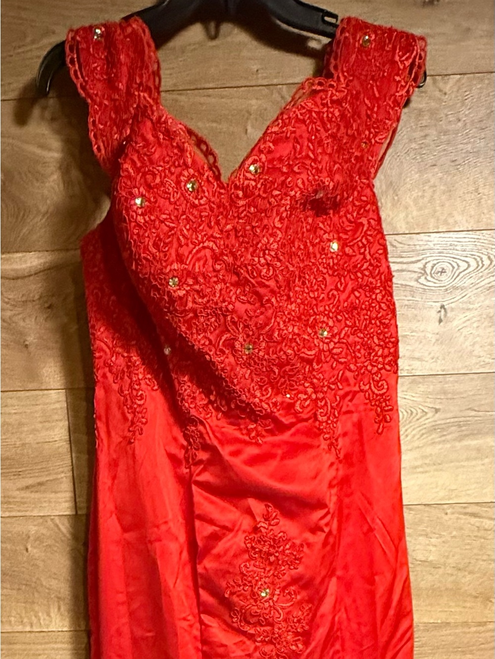 Red Embroidered Formal Gown
